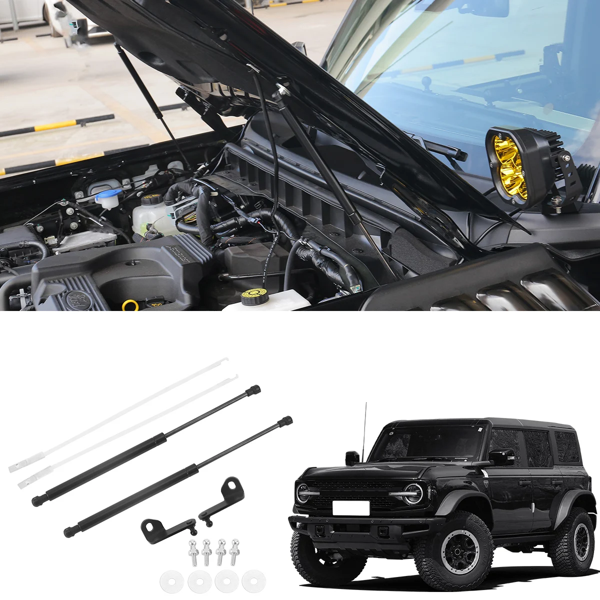 compatible with Ford Bronco 2021, 2022, 2023, 2024 front hood shock absorber, lifting support pillar, air spring accessories, 2-
compatible with Ford Bronco 2021, 2022, 2023, 2024 front hood shock absorber, lifting support pillar, air spring accessories, 2-