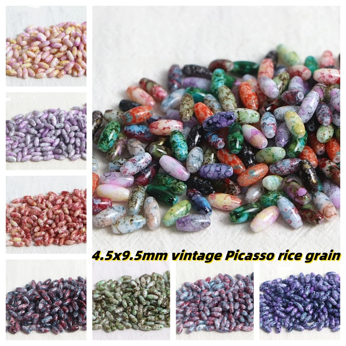 4.5x9.5mm vintage Picasso oval flower rice grain, handmade DIY bead bracelet with glass beads, necklace, loose bead accessories
4.5x9.5mm vintage Picasso oval flower rice grain, handmade DIY bead bracelet with glass beads, necklace, loose bead accessories