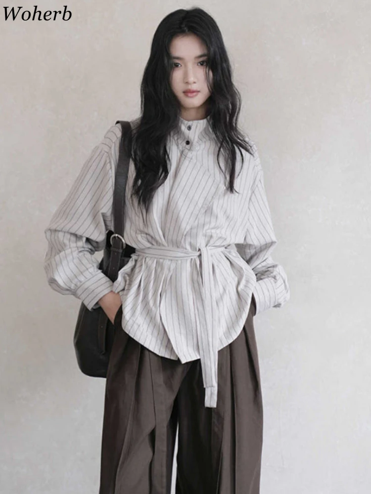 Новые полосатые женские блузки 2025 Blusas Mujer De Moda с воротником-стойкой и длинными рукавами, офисные женские топы, модная корейская винтажная бандажная блузка
Новые полосатые женские блузки 2025 Blusas Mujer De Moda с воротником-стойкой и длинными рукавами, офисные женские топы, модная корейская винтажная бандажная блузка