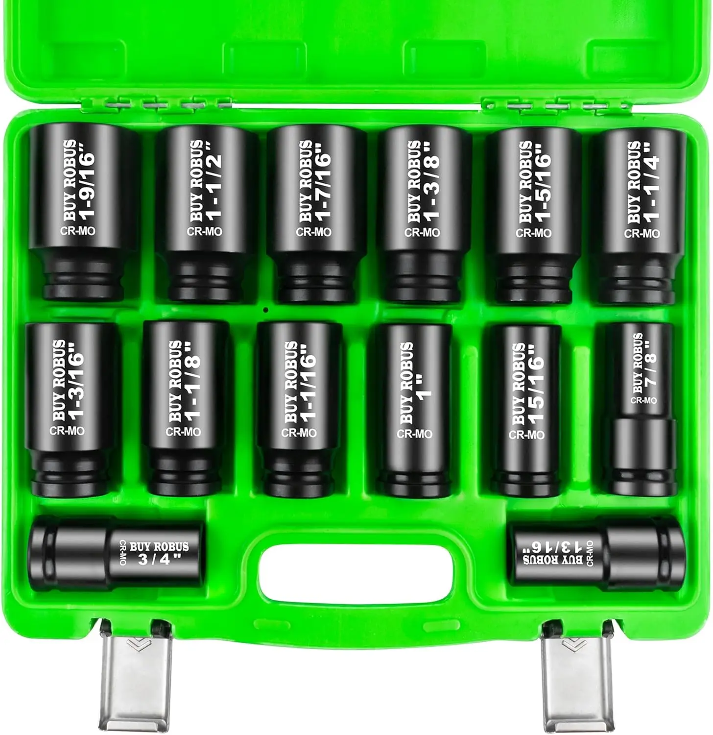 3/4" Drive Impact Socket Set, 14 Piece CR-MO Deep & Jumbo Sockets, SAE 3/4" to 1-9/16", for Heavy-Duty Vehicle Maintenance
3/4" Drive Impact Socket Set, 14 Piece CR-MO Deep & Jumbo Sockets, SAE 3/4" to 1-9/16", for Heavy-Duty Vehicle Maintenance