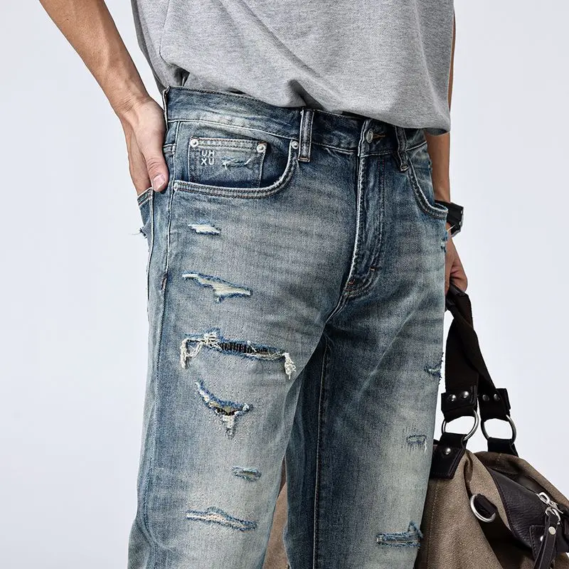 JXNS159 Tide washed do old hole jeans men trend Korean Slim straight trousers casual small feet high-end
JXNS159 Tide washed do old hole jeans men trend Korean Slim straight trousers casual small feet high-end
