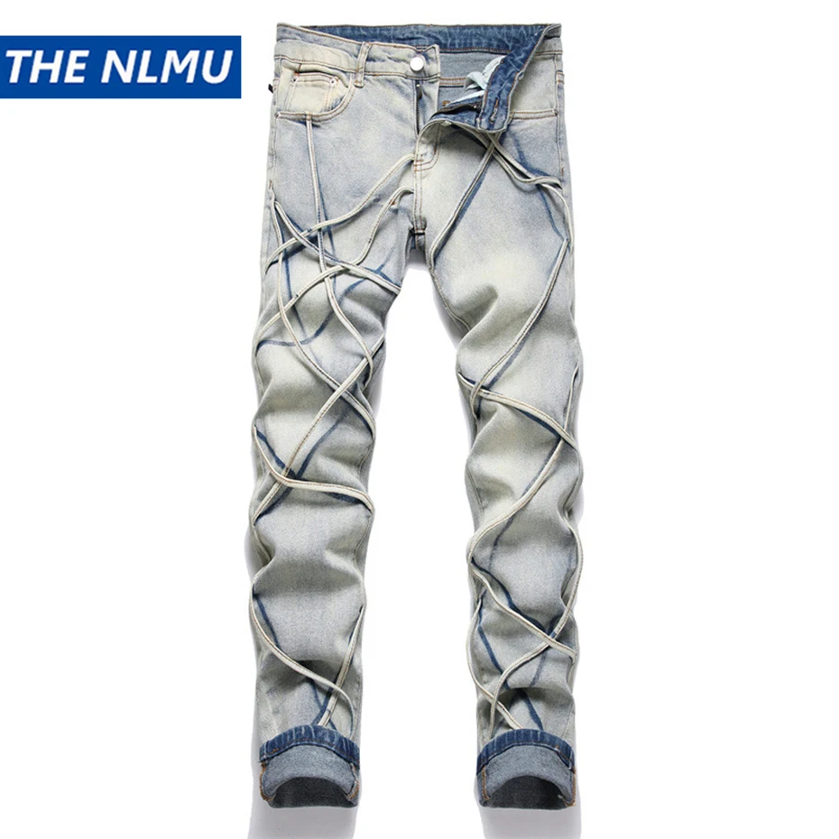 Men Vintage Blue Jeans Weave Ribbon Slim Denim Pants Hi Street Hip Hop Man Jeans Trousers
Men Vintage Blue Jeans Weave Ribbon Slim Denim Pants Hi Street Hip Hop Man Jeans Trousers
