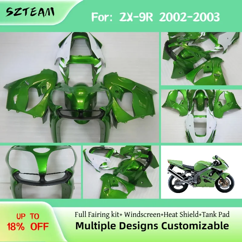 Для Kawasaki Ninja ZX 9R 2002 2003 комплект обтекателей для впрыска ZX9R 02 03, полный комплект кузова мотоцикла, обтекатели
Для Kawasaki Ninja ZX 9R 2002 2003 комплект обтекателей для впрыска ZX9R 02 03, полный комплект кузова мотоцикла, обтекатели