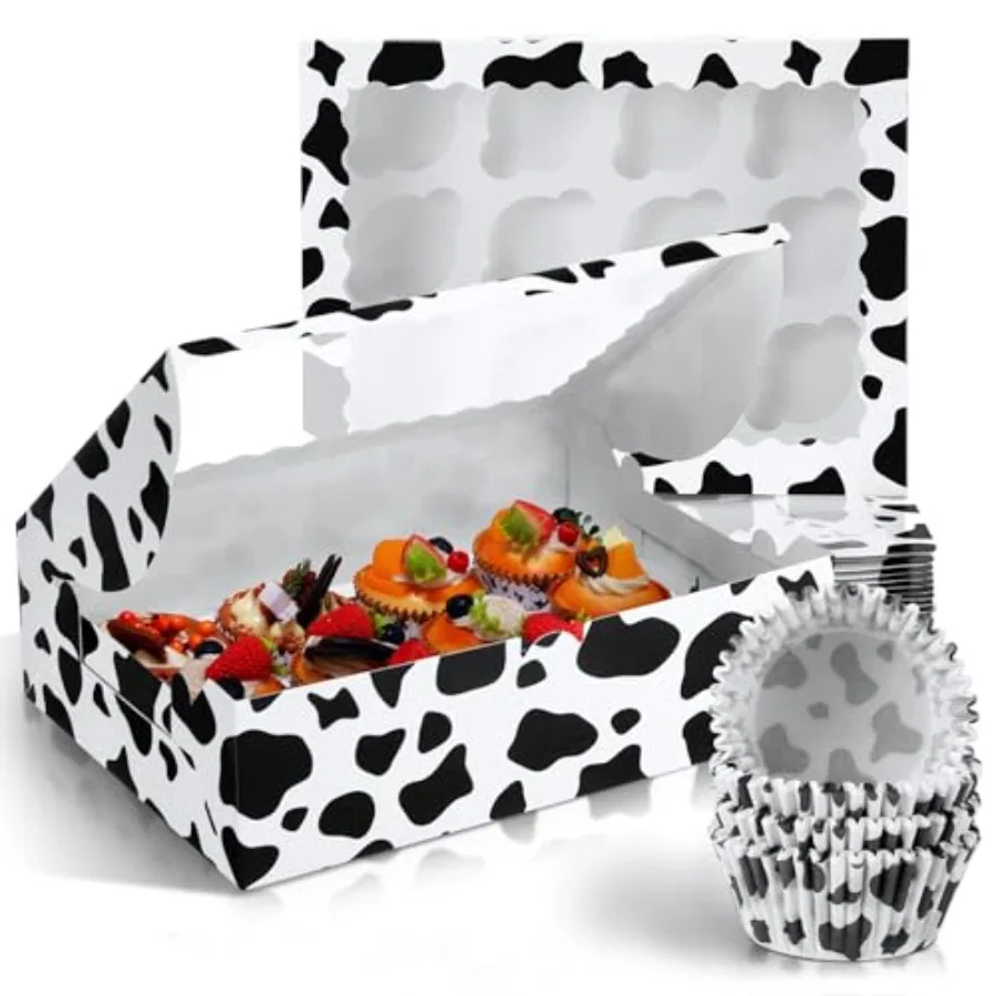 24 Pcs 13.4 x 9.8 Inch Cow Print Cupcake Box Container with Window 24 Pcs Cow Animal Muffin Cupcake Cups Baking Cups Holds 288
24 Pcs 13.4 x 9.8 Inch Cow Print Cupcake Box Container with Window 24 Pcs Cow Animal Muffin Cupcake Cups Baking Cups Holds 288