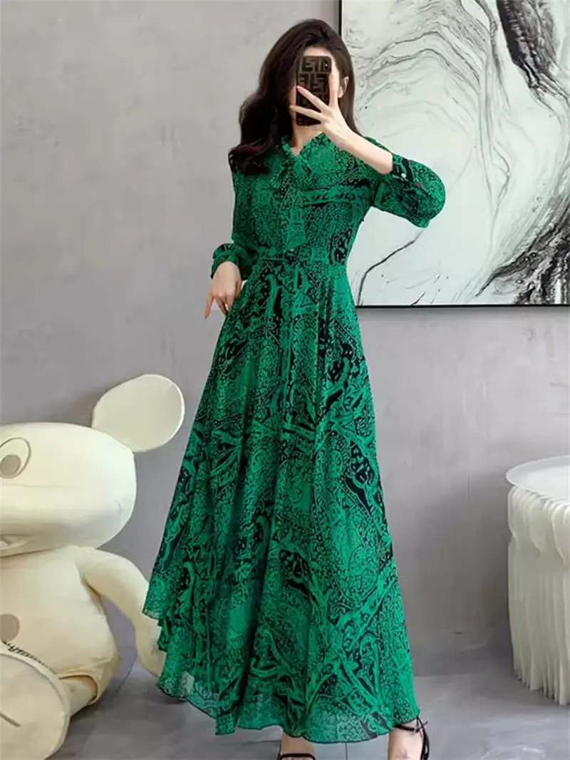 2024 New Women's Wear Spring/Summer Beach Ankle Extra Long Dress Full Sleeve Bow Collar Elegant Printed Dresses Vestidos K1781
2024 New Women's Wear Spring/Summer Beach Ankle Extra Long Dress Full Sleeve Bow Collar Elegant Printed Dresses Vestidos K1781
