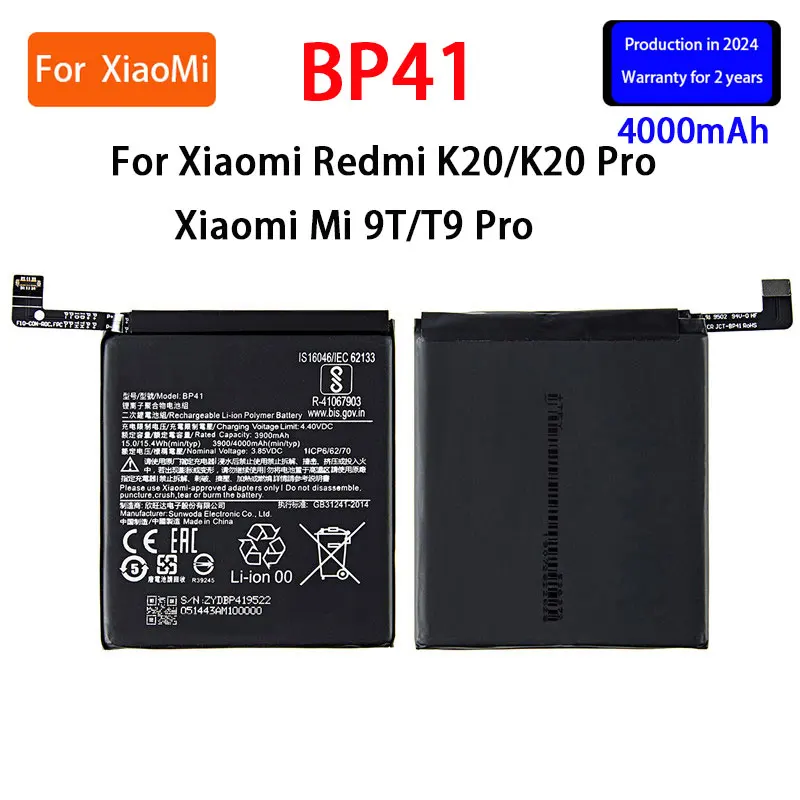 2024 years 100% Orginal BP41 4000mAh For Xiaomi Redmi K20 K20 Pro / Xiaomi Mi 9T T9 Pro BP41 Replacement Batteries
2024 years 100% Orginal BP41 4000mAh For Xiaomi Redmi K20 K20 Pro / Xiaomi Mi 9T T9 Pro BP41 Replacement Batteries