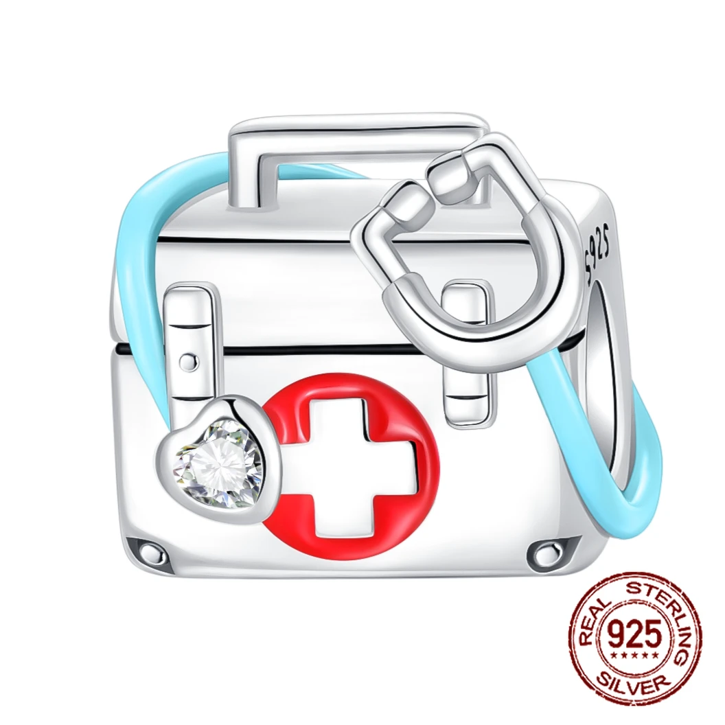 925 Sterling Silver First Aid Kit Medical Kit Stethoscope Pendant Charm Fit Original Charms Bracelets Women DIY Jewelry Gift
925 Sterling Silver First Aid Kit Medical Kit Stethoscope Pendant Charm Fit Original Charms Bracelets Women DIY Jewelry Gift