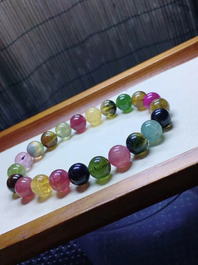 Natural Colorful Tourmaline Clear Beads Bracelet Clear Round Beads 8.5MM Blue Candy Tourmaline Women Jewelry AAAAAAA
Natural Colorful Tourmaline Clear Beads Bracelet Clear Round Beads 8.5MM Blue Candy Tourmaline Women Jewelry AAAAAAA