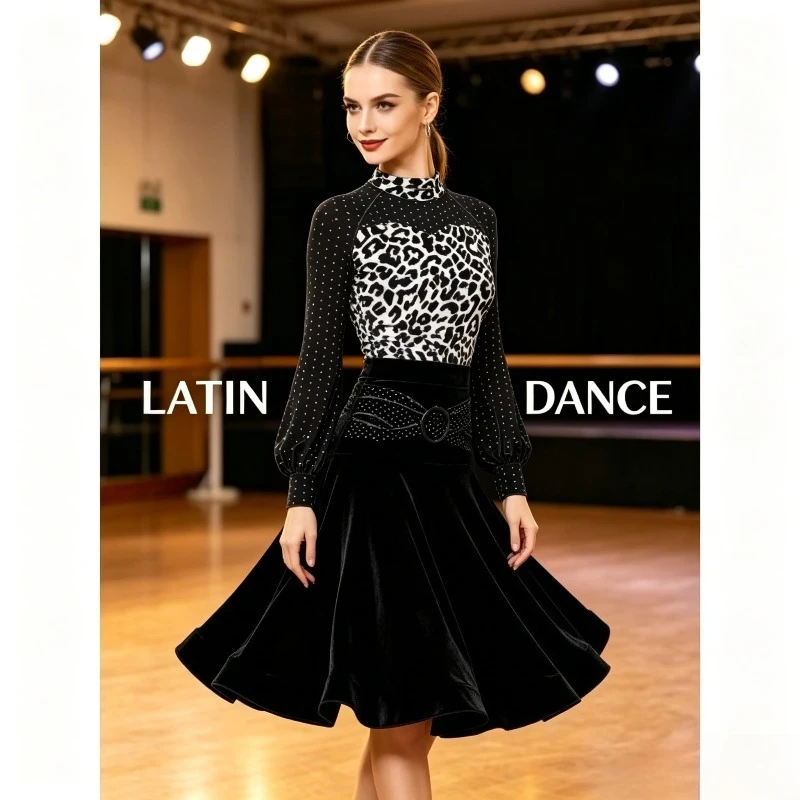 Women's Gothic Lolita Style Latin Dancewear, Leopard Print Top, Modern Ballroom Practice Costume with Black Skirt Option, S-3XL
Women's Gothic Lolita Style Latin Dancewear, Leopard Print Top, Modern Ballroom Practice Costume with Black Skirt Option, S-3XL