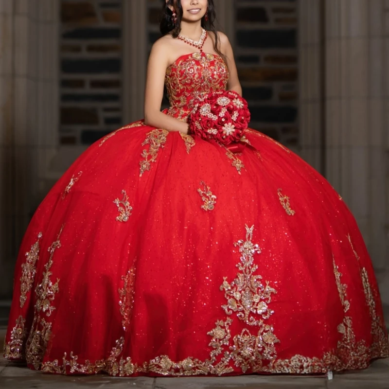 Red Quinceanera Dresses Off Shoulder Ball Gown Sweet 16 Dress Gold Applique Lace Beading Tull Birthday Party Vestidos 15 Anos
Red Quinceanera Dresses Off Shoulder Ball Gown Sweet 16 Dress Gold Applique Lace Beading Tull Birthday Party Vestidos 15 Anos