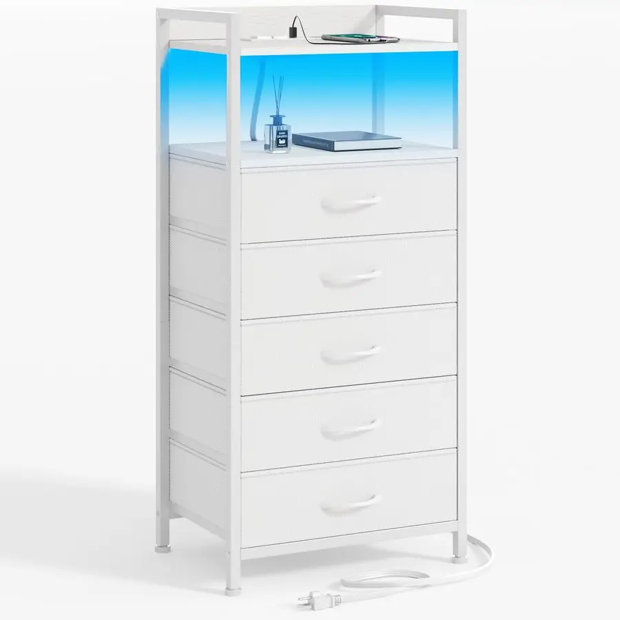 White Nightstand with 5 Storage Drawer, Tall Dresser for Bedroom with Led Light and Charging Station, Side Table Nightstand for
White Nightstand with 5 Storage Drawer, Tall Dresser for Bedroom with Led Light and Charging Station, Side Table Nightstand for