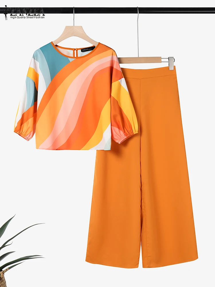 2PCS Summer Pant Sets ZANZEA Fashion Women Outfits 3/4 Sleeve Printed Blouse Trousers Suit Casual Work Tracksuits Matching Sets
2PCS Summer Pant Sets ZANZEA Fashion Women Outfits 3/4 Sleeve Printed Blouse Trousers Suit Casual Work Tracksuits Matching Sets