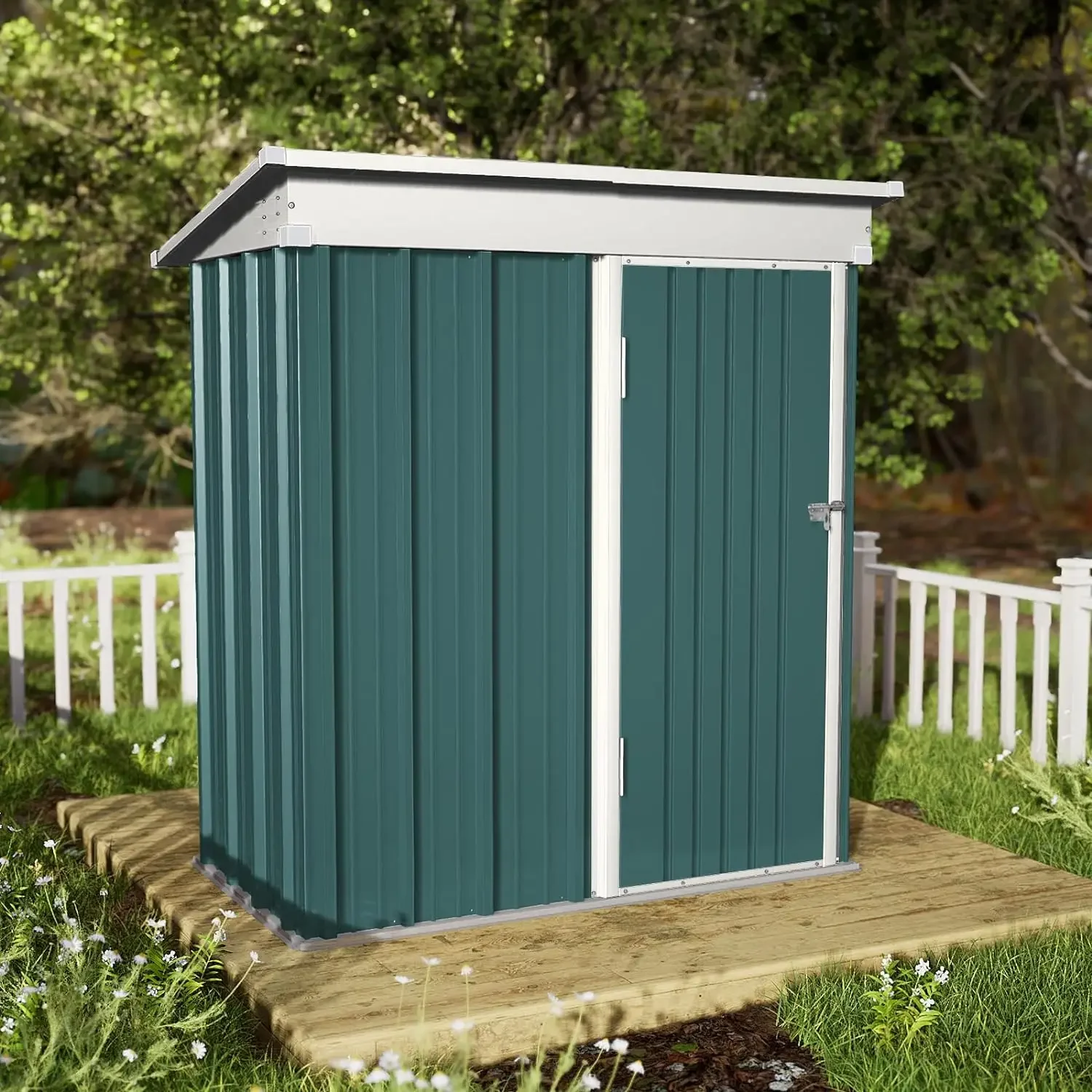 Outdoor Storage Shed, 5' x 3' Heavy Duty Galvanized Metal Garden Backyard Storage Outside Tool Storage Shed House, Dark Green
Outdoor Storage Shed, 5' x 3' Heavy Duty Galvanized Metal Garden Backyard Storage Outside Tool Storage Shed House, Dark Green