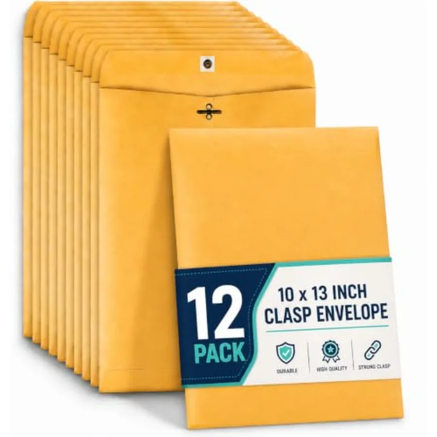Clasp Envelopes 10x13, Large Mailing Envelopes, Catalog Envelopes, Clasp Closure and Gummed Seal, Brown, 12 Pack
Clasp Envelopes 10x13, Large Mailing Envelopes, Catalog Envelopes, Clasp Closure and Gummed Seal, Brown, 12 Pack