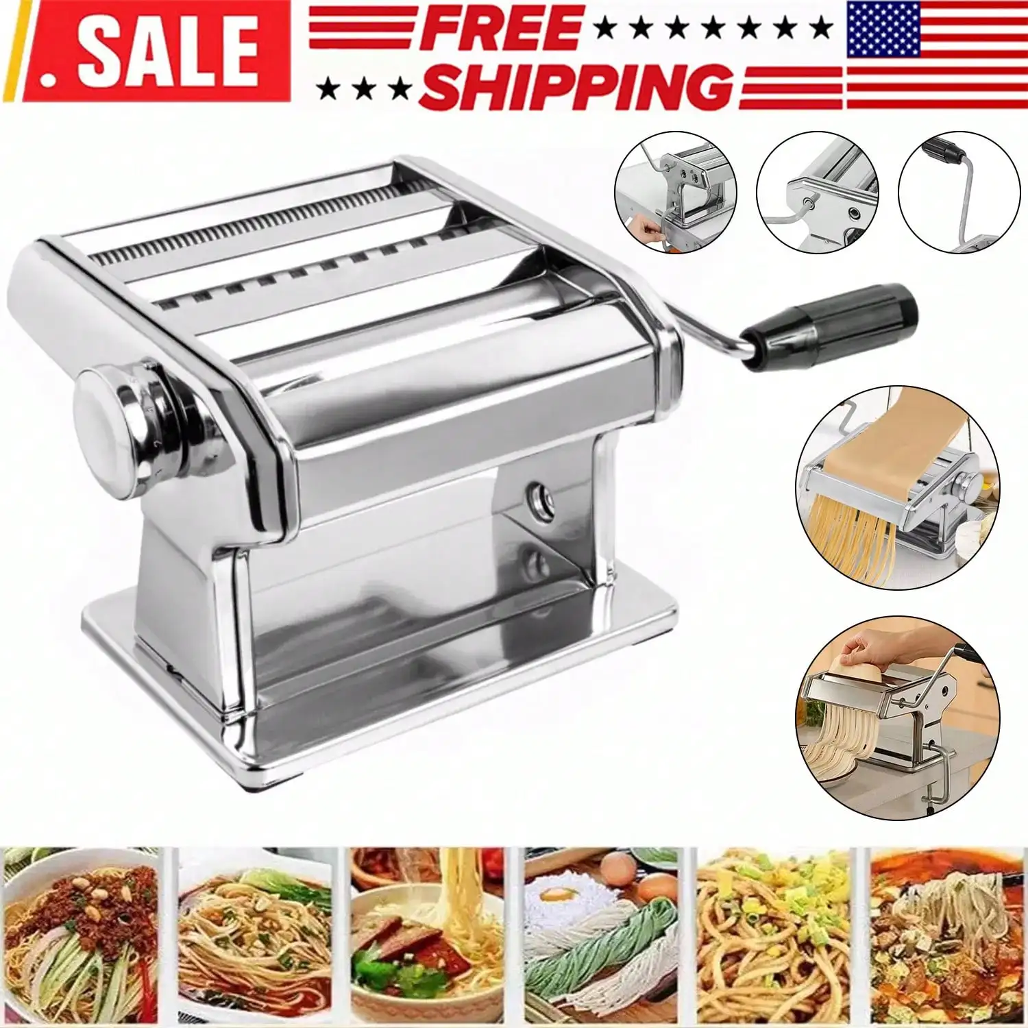 Stainless Steel Fresh Pasta Maker Roller Machine, With Adjustable Thickness Settings,Perfect For Homemade Spaghetti Fettuccini N
Stainless Steel Fresh Pasta Maker Roller Machine, With Adjustable Thickness Settings,Perfect For Homemade Spaghetti Fettuccini N