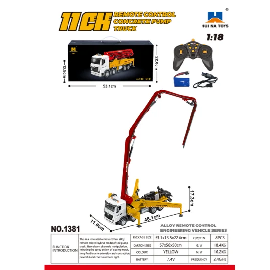 1381 1/18 HUINA Remote Control Concrete Pump Truck Engineering Vehicle Finished Model RTR Manual Support Leg Light Sound Effects
1381 1/18 HUINA Remote Control Concrete Pump Truck Engineering Vehicle Finished Model RTR Manual Support Leg Light Sound Effects