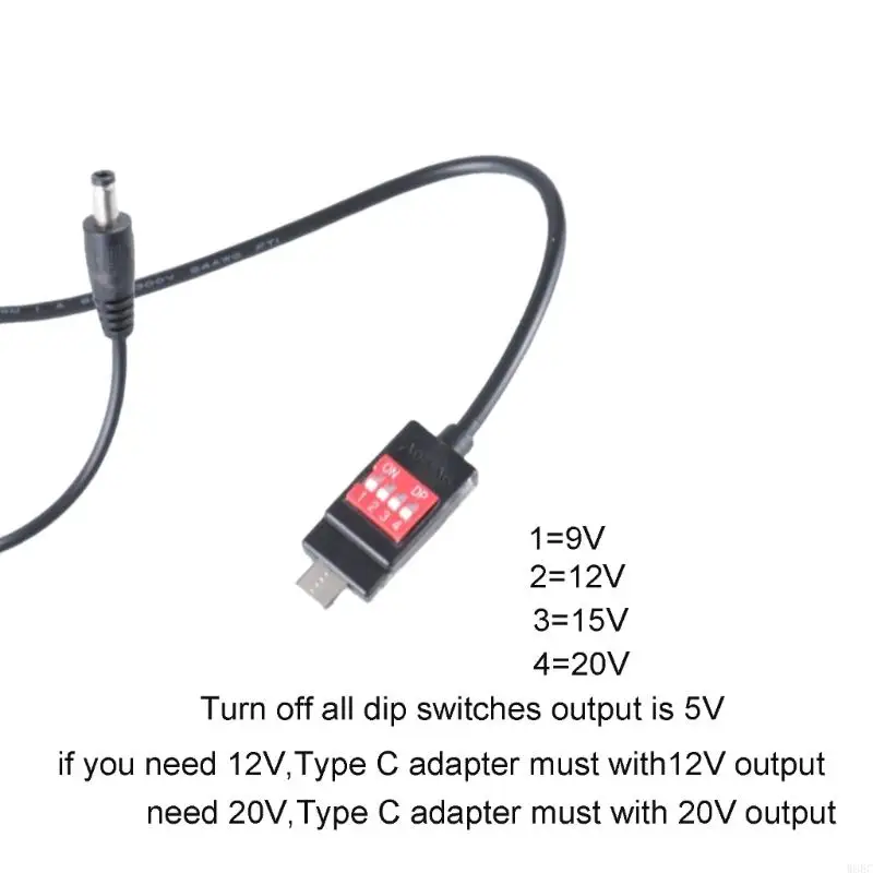 USB C to 5.5x2.1mm 5V 9V 12V 12V 20V Adjustable PD Power Cable Converters Cable for Router LED Light Electronic Fan W8EC
USB C to 5.5x2.1mm 5V 9V 12V 12V 20V Adjustable PD Power Cable Converters Cable for Router LED Light Electronic Fan W8EC