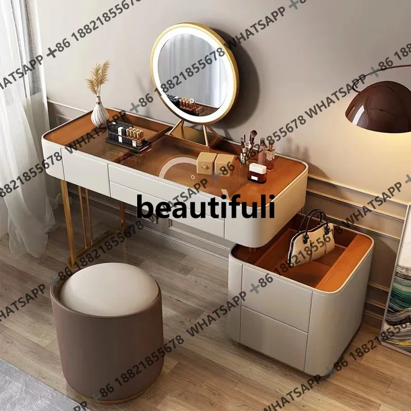 Light luxury all-solid wood glass countertop dresser leather bedroom storage cabinet bedside table new style
Light luxury all-solid wood glass countertop dresser leather bedroom storage cabinet bedside table new style