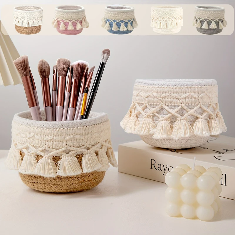 Desktop Miscellaneous Storage Basket Tassel Design Bohemian Style Small Item Cosmetics Storage Container Office Decoration 수납함
Desktop Miscellaneous Storage Basket Tassel Design Bohemian Style Small Item Cosmetics Storage Container Office Decoration 수납함
