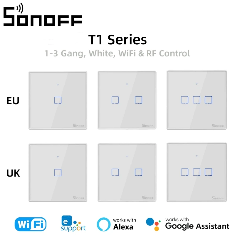 SONOFF TX Series T1 Настенные выключатели Wi-Fi Великобритания/ЕС 1/2/3Gang Поддержка радиочастотного управления Голосовое управление Совместимо с Alexa Google Assistant
SONOFF TX Series T1 Настенные выключатели Wi-Fi Великобритания/ЕС 1/2/3Gang Поддержка радиочастотного управления Голосовое управление Совместимо с Alexa Google Assistant