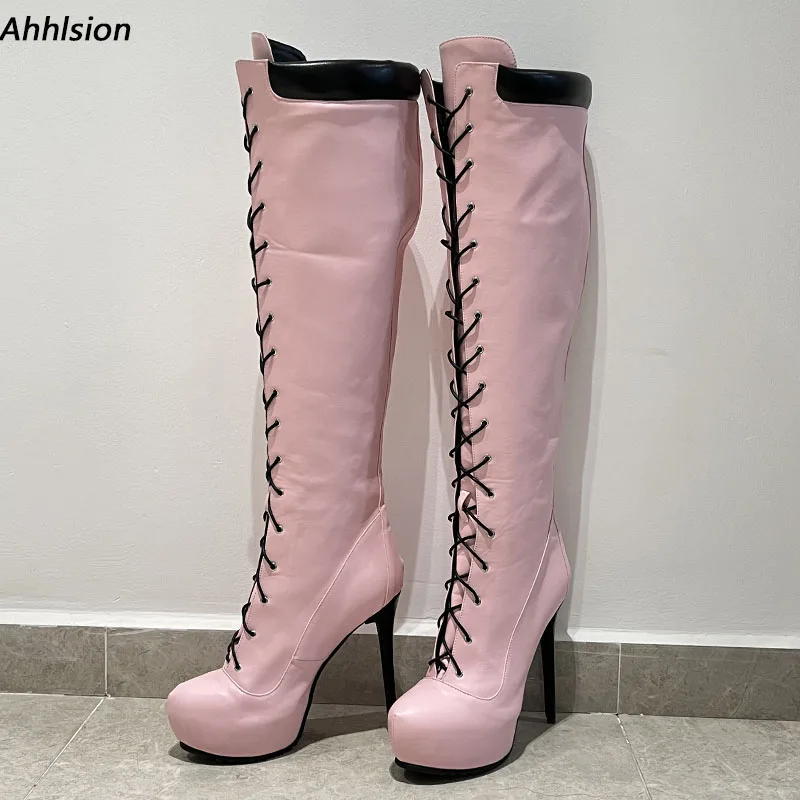 New Women Handmade Winter Over Knee Boots Lace Up Sexy Stiletto Heels Round Toe Pretty Pink Party Shoes Ladies US Size 5-20
New Women Handmade Winter Over Knee Boots Lace Up Sexy Stiletto Heels Round Toe Pretty Pink Party Shoes Ladies US Size 5-20