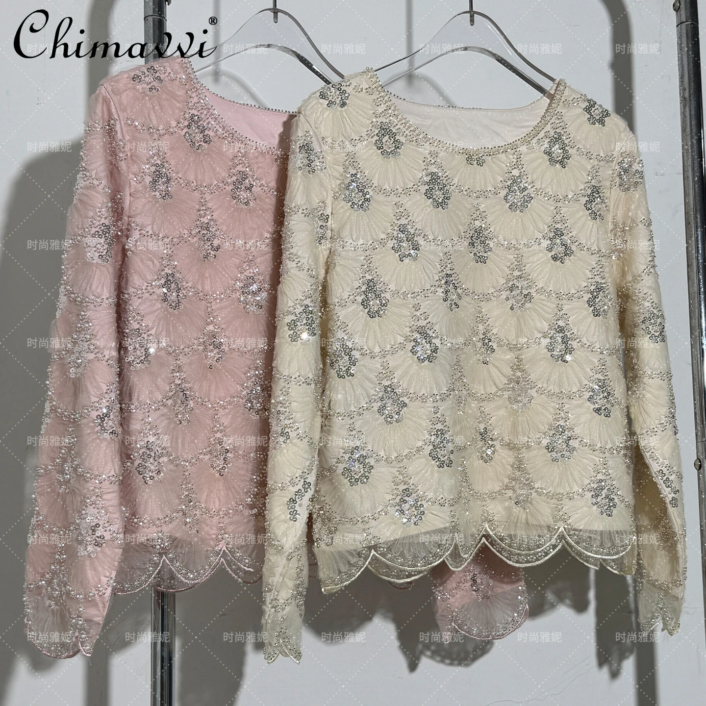 Fashion Long Sleeve Floral Round Neck Stage Luxury T-Shirt 2025 Autumn New Heavy Beaded Sequin Pearl Women's Tees Top
Fashion Long Sleeve Floral Round Neck Stage Luxury T-Shirt 2025 Autumn New Heavy Beaded Sequin Pearl Women's Tees Top