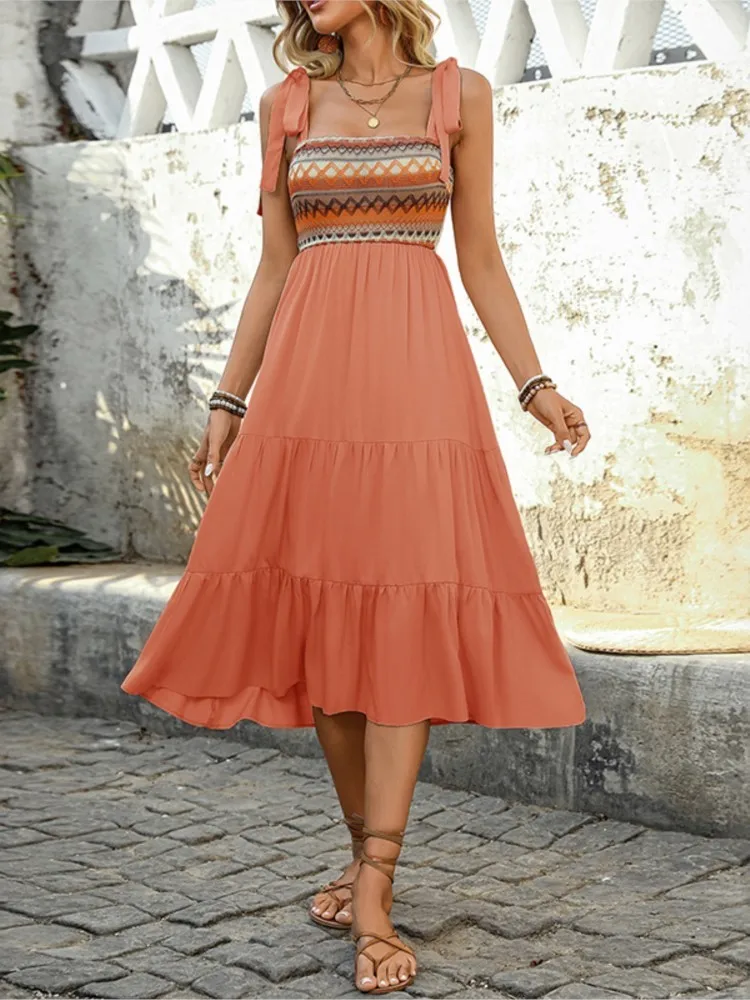 New Summer Women's Elegant And Fashionable Suspender Dress Lacing A-line Collar A Swing High Waist Temperament Commuting Dresses
New Summer Women's Elegant And Fashionable Suspender Dress Lacing A-line Collar A Swing High Waist Temperament Commuting Dresses