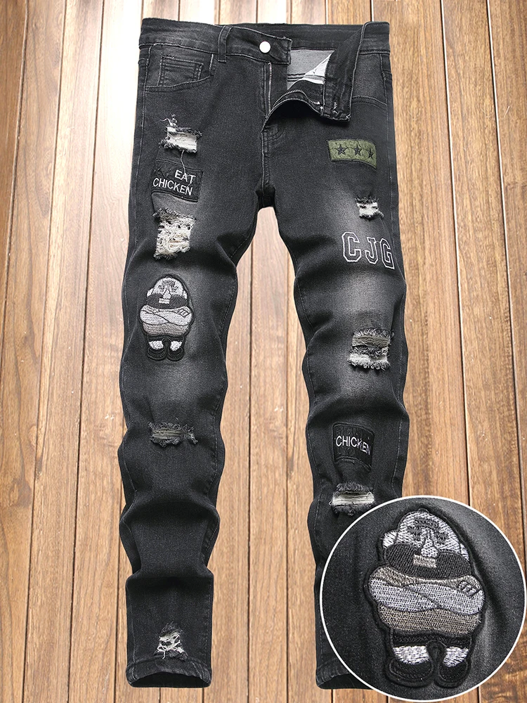 Men's Slim-Fit Black Jeans European Style Small Foot Embroidery Trendy High-End Elastic Straight Pants
Men's Slim-Fit Black Jeans European Style Small Foot Embroidery Trendy High-End Elastic Straight Pants