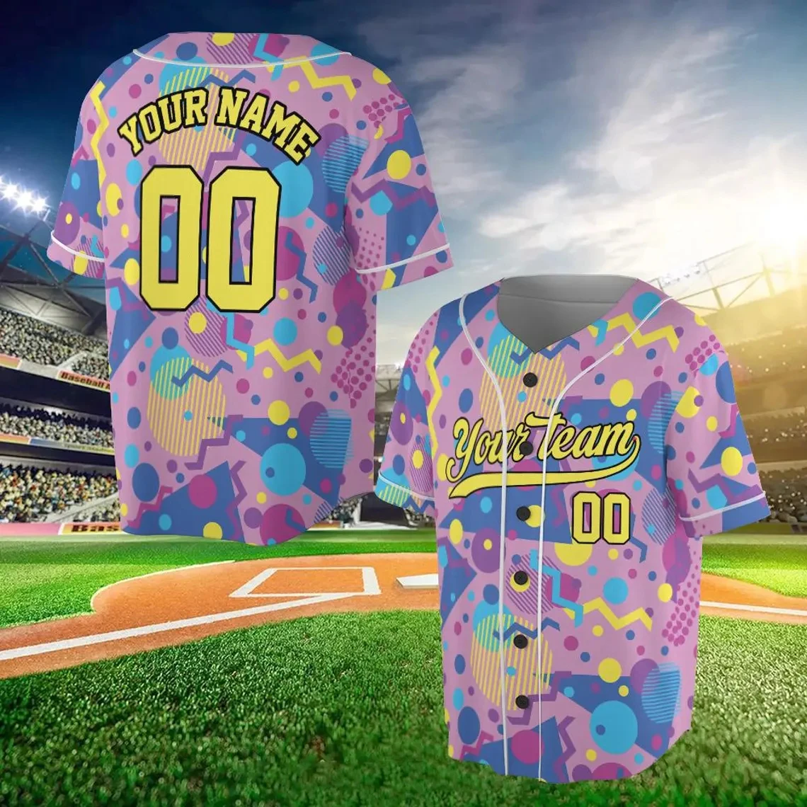 Customizable 90s Retro Abstract Baseball Jersey With Your Name Number Personalized Geometric Pattern Button Up Baseball Shirts
Customizable 90s Retro Abstract Baseball Jersey With Your Name Number Personalized Geometric Pattern Button Up Baseball Shirts