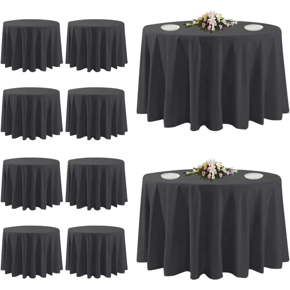 10 Pack Black Round Tablecloths, 120 Inch Table Cover for Kitchen Dining, Wedding, Reception Banquet, Birthday Party 
10 Pack Black Round Tablecloths, 120 Inch Table Cover for Kitchen Dining, Wedding, Reception Banquet, Birthday Party