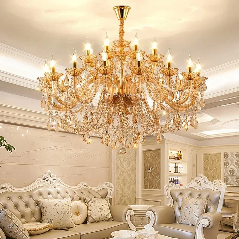 European crystal chandelier for living room - luxurious and grand Dining room light Villa light Golden Candles hanging light
European crystal chandelier for living room - luxurious and grand Dining room light Villa light Golden Candles hanging light