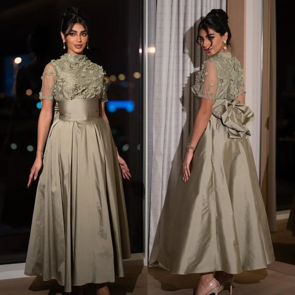 Customized Intricate Fashion Applique Flower Sequined Evening Dresses Pleat A-line High Collar Long Prom Dresses Modern Style
Customized Intricate Fashion Applique Flower Sequined Evening Dresses Pleat A-line High Collar Long Prom Dresses Modern Style