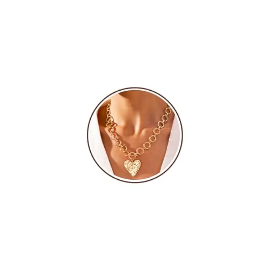 Robaice Chunky Gold Heart Necklace for Women 14K Gold Plated Chunky Heart Pendant Bold Chain Necklace with Toggle Clasp Waterpr
Robaice Chunky Gold Heart Necklace for Women 14K Gold Plated Chunky Heart Pendant Bold Chain Necklace with Toggle Clasp Waterpr