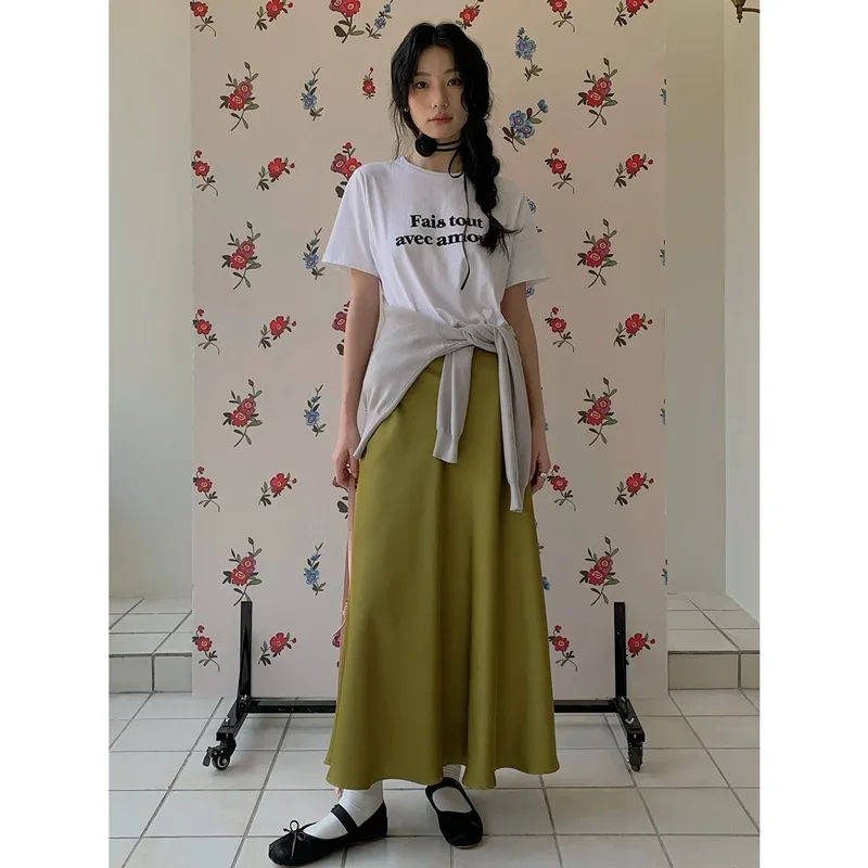 2024 Elegant Long Satin Skirts for Women High Waist A-line Solid Skirt Female Khaki Fashion Women Maxi White Silk Skirts Y3120F
2024 Elegant Long Satin Skirts for Women High Waist A-line Solid Skirt Female Khaki Fashion Women Maxi White Silk Skirts Y3120F