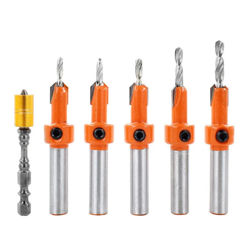 AEE6-6PC Woodworking Countersink Drill Taper Hole Drill Hole Opener Set Hexagon Screw Hardware Tools Countersink Drill.
AEE6-6PC Woodworking Countersink Drill Taper Hole Drill Hole Opener Set Hexagon Screw Hardware Tools Countersink Drill.