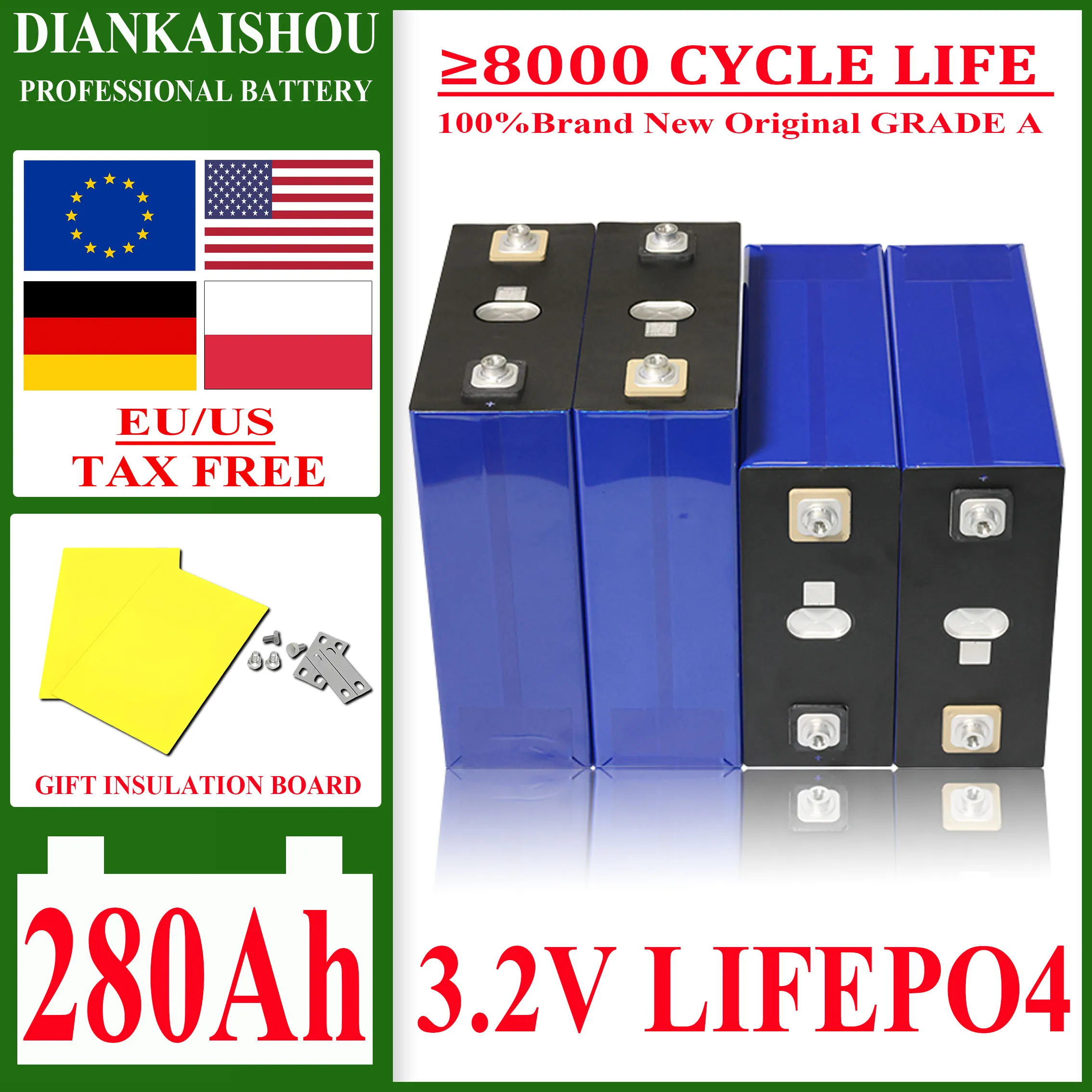 1-16 шт. 3,2 В 280 Ач класс A Lifepo4 аккумулятор 8000 циклов DIY 12 В 24 В 48 В перезаряжаемый литий-железо-фосфатный элемент для гольф-кара лодки
1-16 шт. 3,2 В 280 Ач класс A Lifepo4 аккумулятор 8000 циклов DIY 12 В 24 В 48 В перезаряжаемый литий-железо-фосфатный элемент для гольф-кара лодки