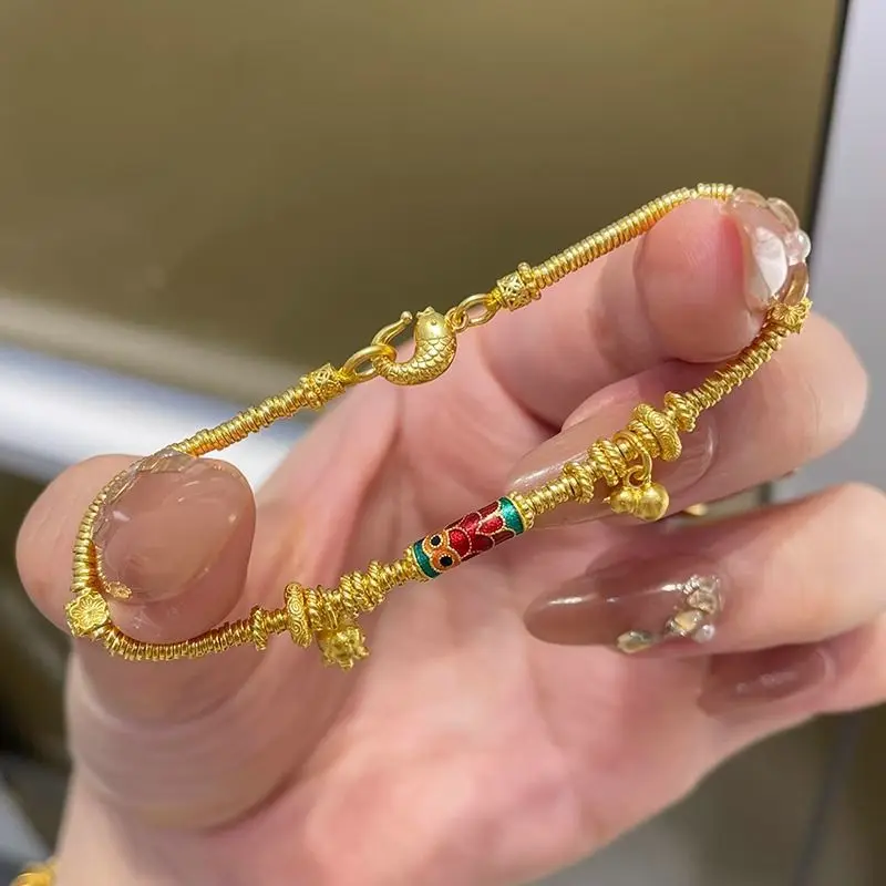 9999 24K real gold coiled bracelet for women 2025 new retro exquisite niche design light luxury style for girlfriend
9999 24K real gold coiled bracelet for women 2025 new retro exquisite niche design light luxury style for girlfriend