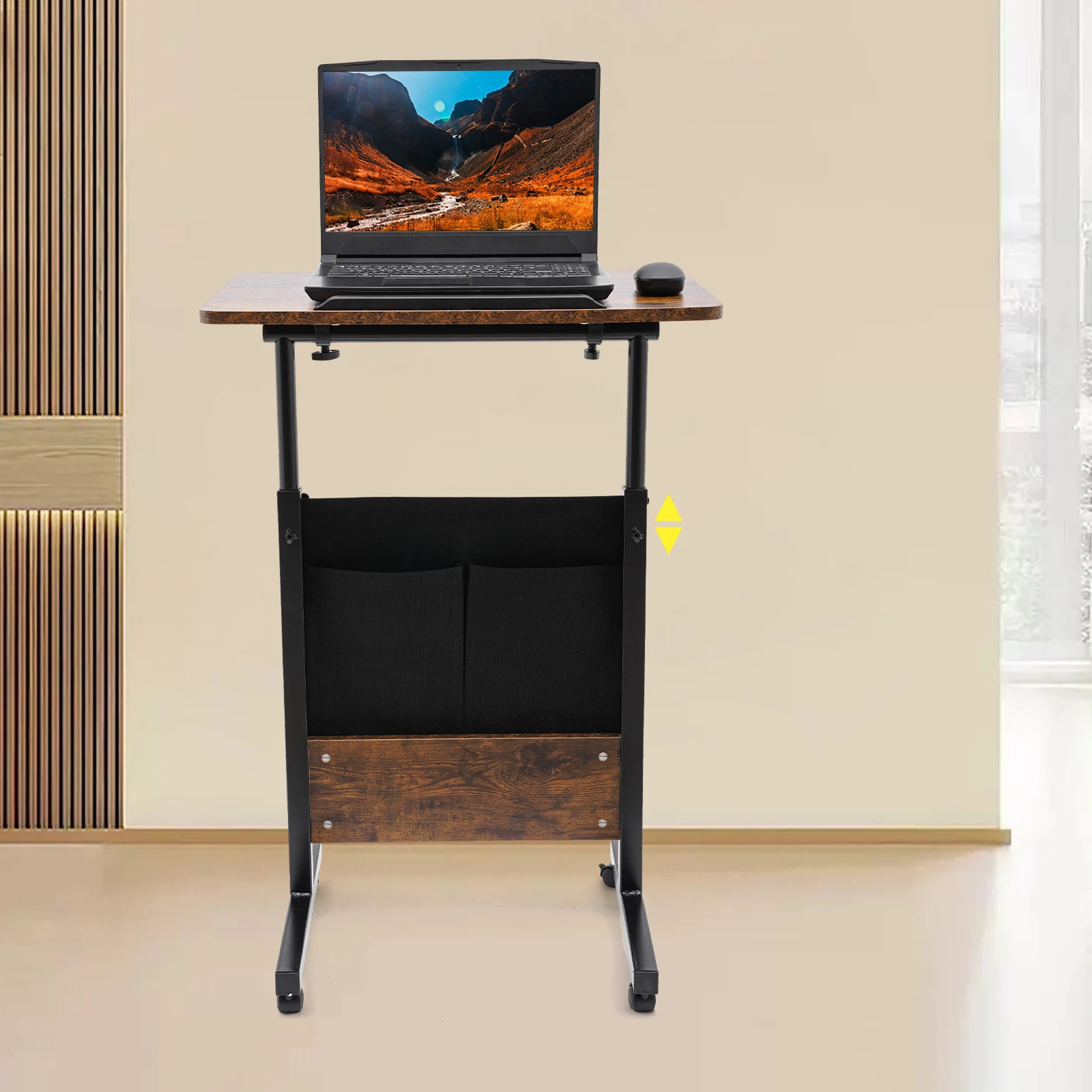 Adjustable Height Standing Desk Brown Portable Laptop Table Rolling Computer Stand with 4 Wheels
Adjustable Height Standing Desk Brown Portable Laptop Table Rolling Computer Stand with 4 Wheels