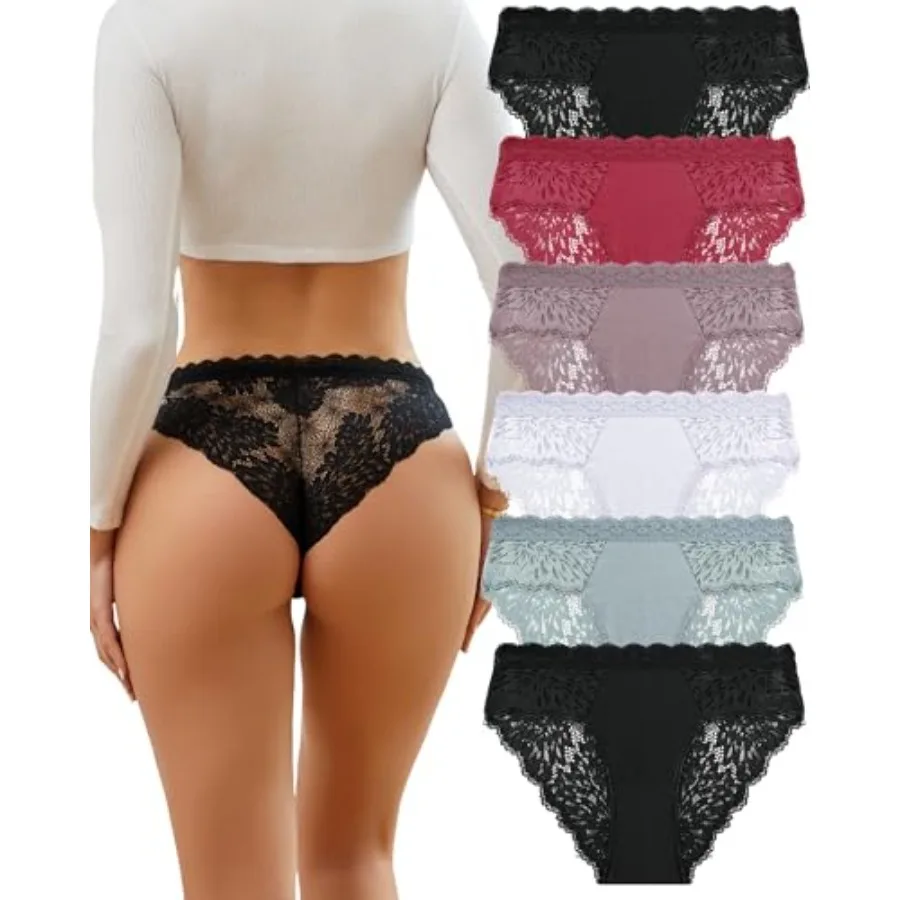 FINETOO 6 Pack Bikini Underwear for Women Sexy Lace Cheeky Panties Low Rise Hipster Cotton Panty
FINETOO 6 Pack Bikini Underwear for Women Sexy Lace Cheeky Panties Low Rise Hipster Cotton Panty