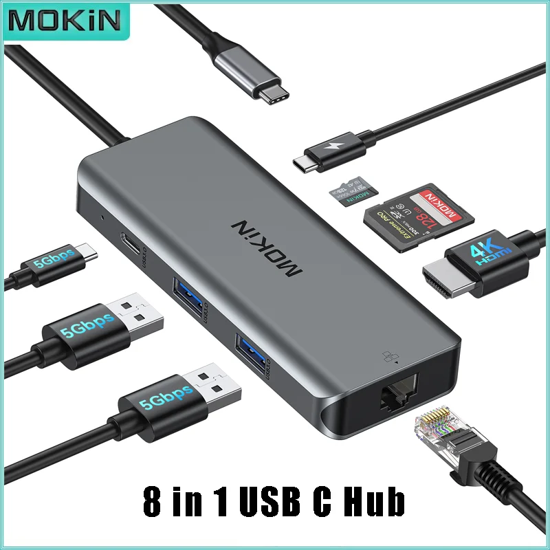 MOKiN 8 в 1 USB C Hub Док-станция 5 Гбит/с USB 3.0 HDMI 4K @ 30 Гц PD 100 Вт Быстрая зарядка для MacBook Air/Pro iPad PC Аксессуары
MOKiN 8 в 1 USB C Hub Док-станция 5 Гбит/с USB 3.0 HDMI 4K @ 30 Гц PD 100 Вт Быстрая зарядка для MacBook Air/Pro iPad PC Аксессуары