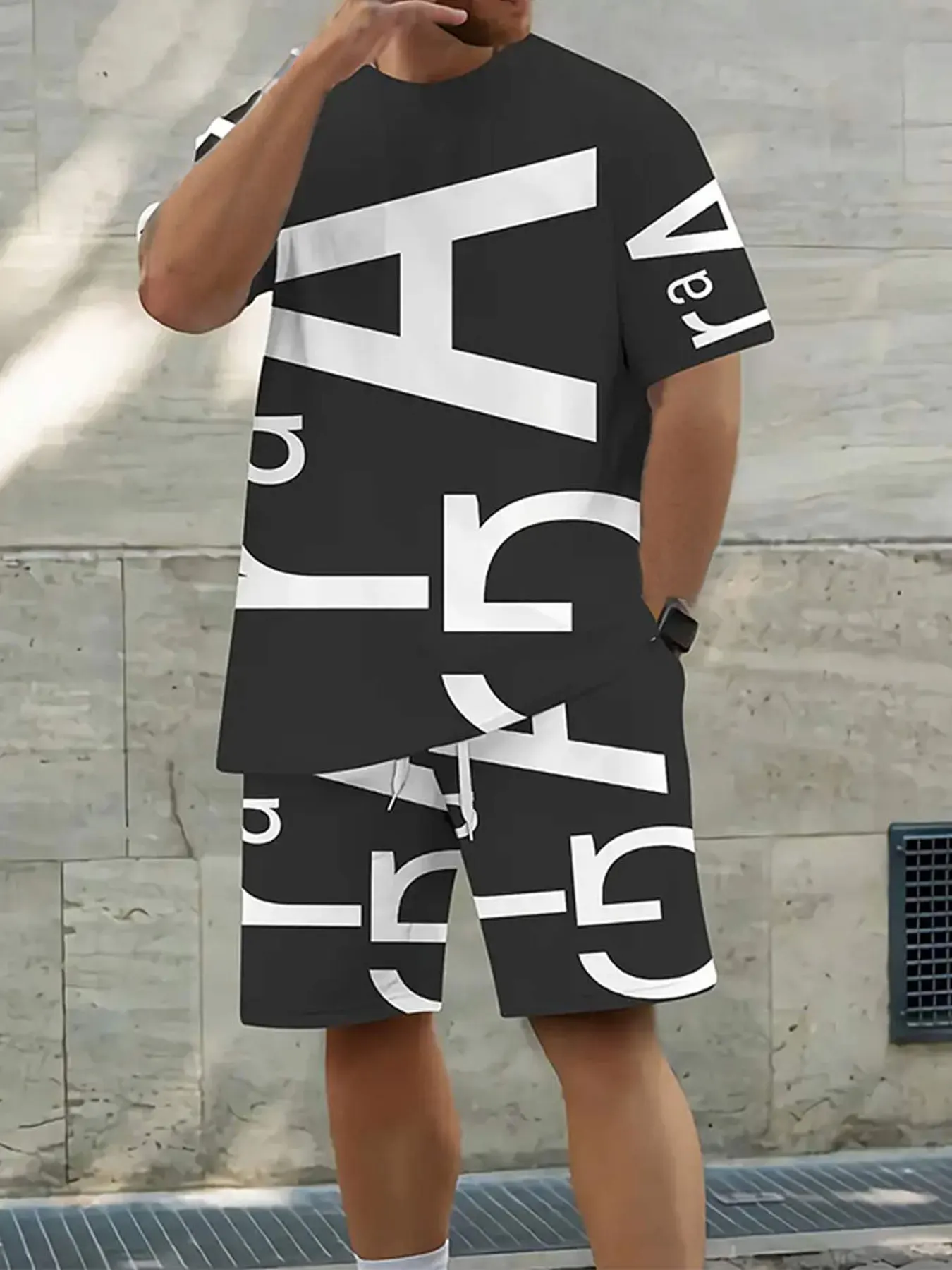 Men's Summer Sports Outfit Breathable Letter Graphic Athletic Drawstring Shorts Casual Short Sleeve Sweat Wicking Outfit Set
Men's Summer Sports Outfit Breathable Letter Graphic Athletic Drawstring Shorts Casual Short Sleeve Sweat Wicking Outfit Set