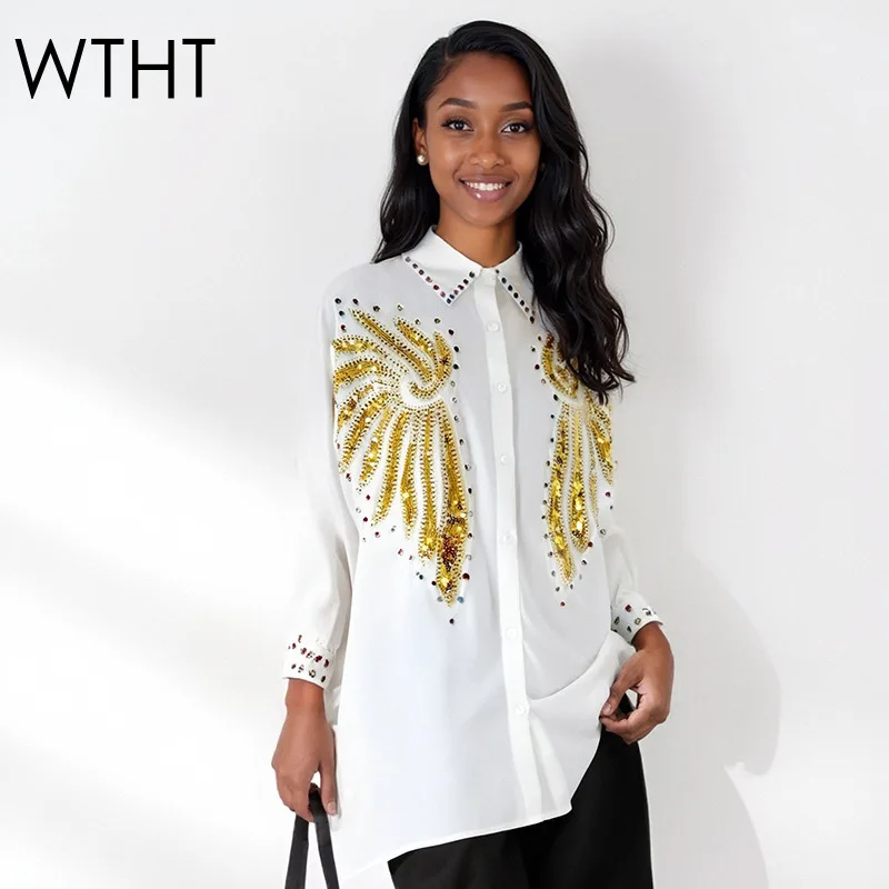 WTHT модная женская свободная рубашка с блестками и крыльями для тяжелой промышленности, осень 2021, модная блузка с длинными рукавами, женская 1LS2392
WTHT модная женская свободная рубашка с блестками и крыльями для тяжелой промышленности, осень 2021, модная блузка с длинными рукавами, женская 1LS2392