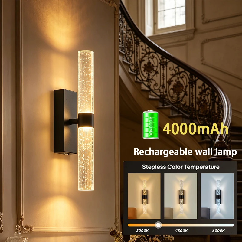 4000mAh Rechargeable Wall Sconce Crystal Design For Living Rooms Staircases Hallways Dining Rooms Home Offices—Three-Color Light
4000mAh Rechargeable Wall Sconce Crystal Design For Living Rooms Staircases Hallways Dining Rooms Home Offices—Three-Color Light