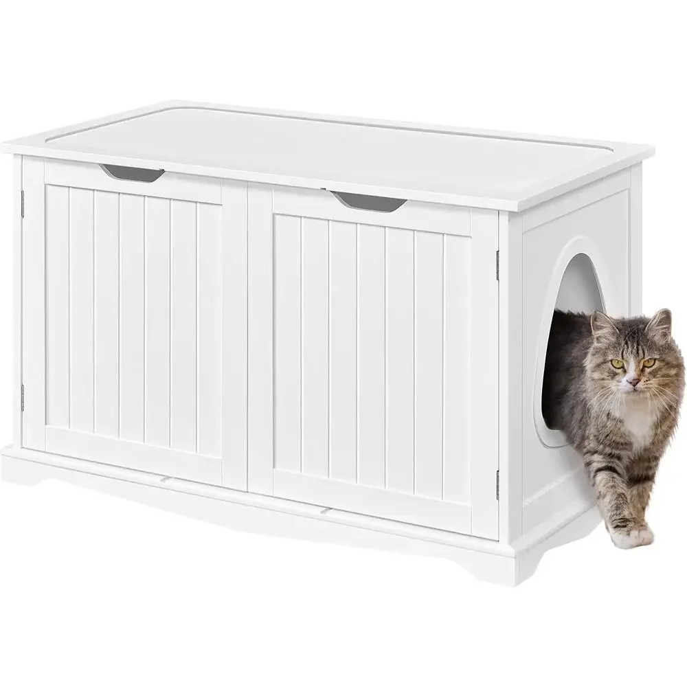 White Wooden Cat Litter Enclosure with Storage Bench and Divider for Indoor Pet Washroom
White Wooden Cat Litter Enclosure with Storage Bench and Divider for Indoor Pet Washroom