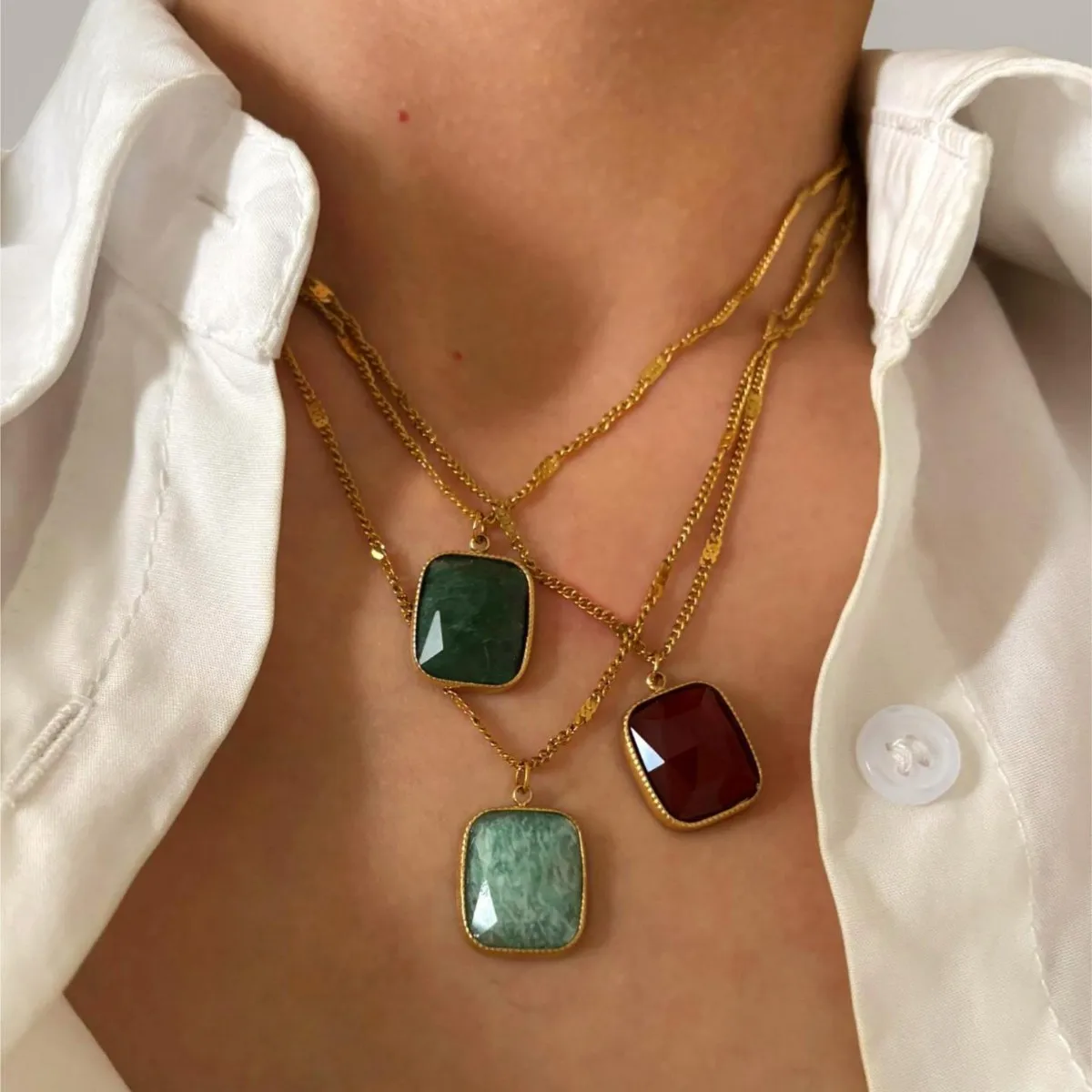 Stainless Steel Simple Geometry Natural Stone Square Pendant Necklaces for Women Girls Fashion Party Daily Jewelry Waterproof
Stainless Steel Simple Geometry Natural Stone Square Pendant Necklaces for Women Girls Fashion Party Daily Jewelry Waterproof