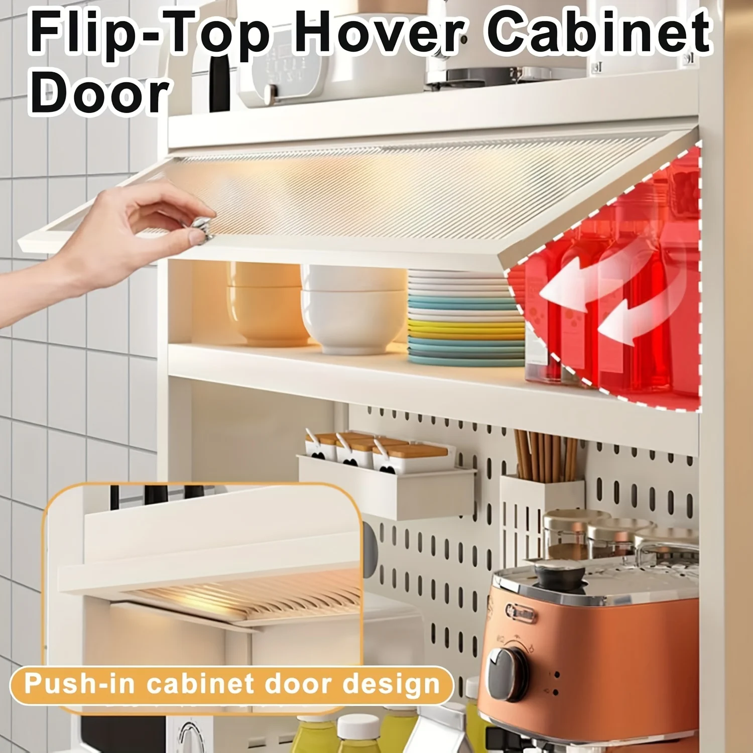 A Kitchen Baker'S Rack Featuring a Flip Door Cabinet, a 5-Tier Microwave Stand Equipped with Pegboard Additions, And Spacious
A Kitchen Baker'S Rack Featuring a Flip Door Cabinet, a 5-Tier Microwave Stand Equipped with Pegboard Additions, And Spacious
