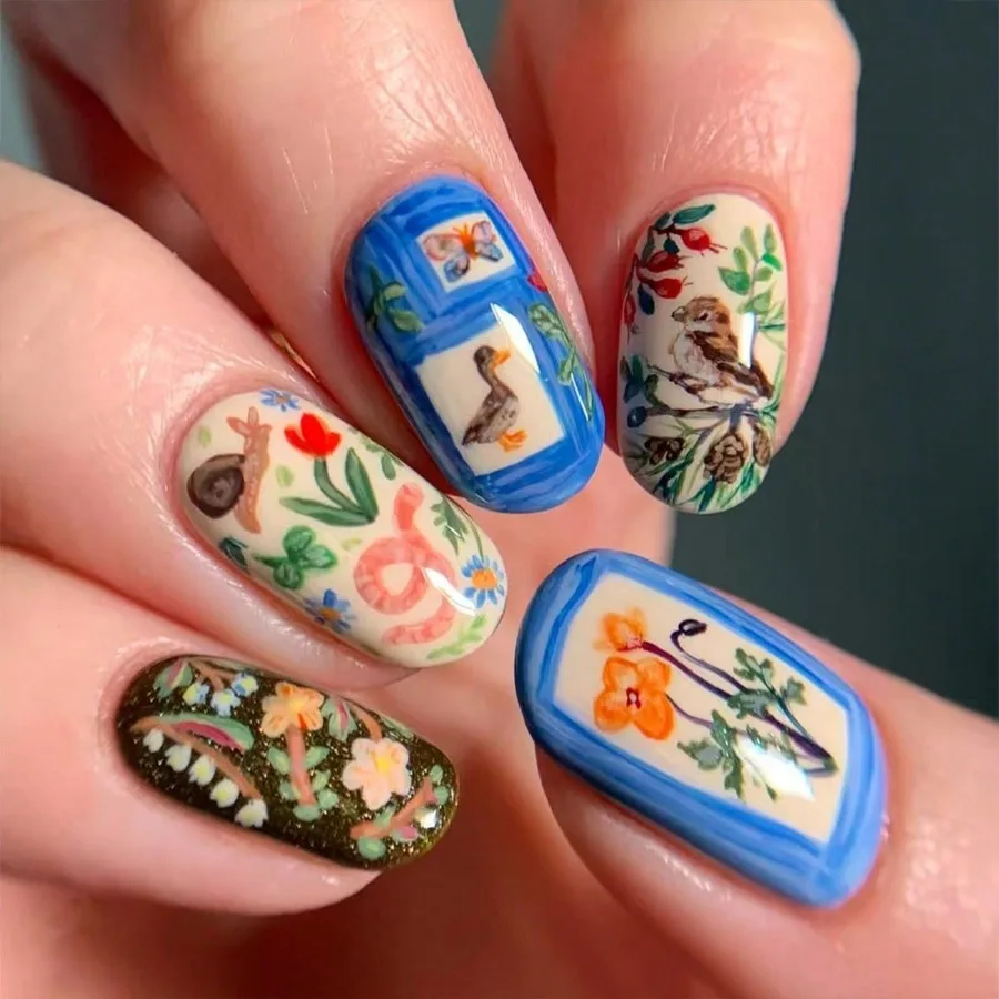 24Pcs Sweet Almond Short Flower Duck Press On Nails, Reusable Daily Wear
24Pcs Sweet Almond Short Flower Duck Press On Nails, Reusable Daily Wear