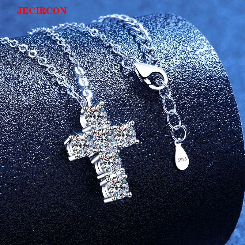 JECIRCON 925 Sterling Silver Full Moissanite Cross Pendant Necklace, Korean Style Light Luxury, 0.3/0.5 Carat Each Stone Options
JECIRCON 925 Sterling Silver Full Moissanite Cross Pendant Necklace, Korean Style Light Luxury, 0.3/0.5 Carat Each Stone Options