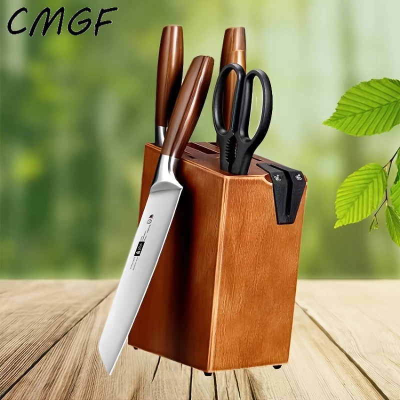 CMGF 6PCS Kitchen Knives Sets Steel Chef Knife Sets Stainless Steel Kitchen Scissors Fruit knife Holder Counter-top
CMGF 6PCS Kitchen Knives Sets Steel Chef Knife Sets Stainless Steel Kitchen Scissors Fruit knife Holder Counter-top
