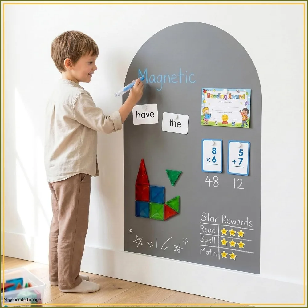Large Magnetic Arch Chalkboard Wall Decal - 39.4"x23.6", Strong Adhesive, Screen-Free Learning Station
Large Magnetic Arch Chalkboard Wall Decal - 39.4"x23.6", Strong Adhesive, Screen-Free Learning Station